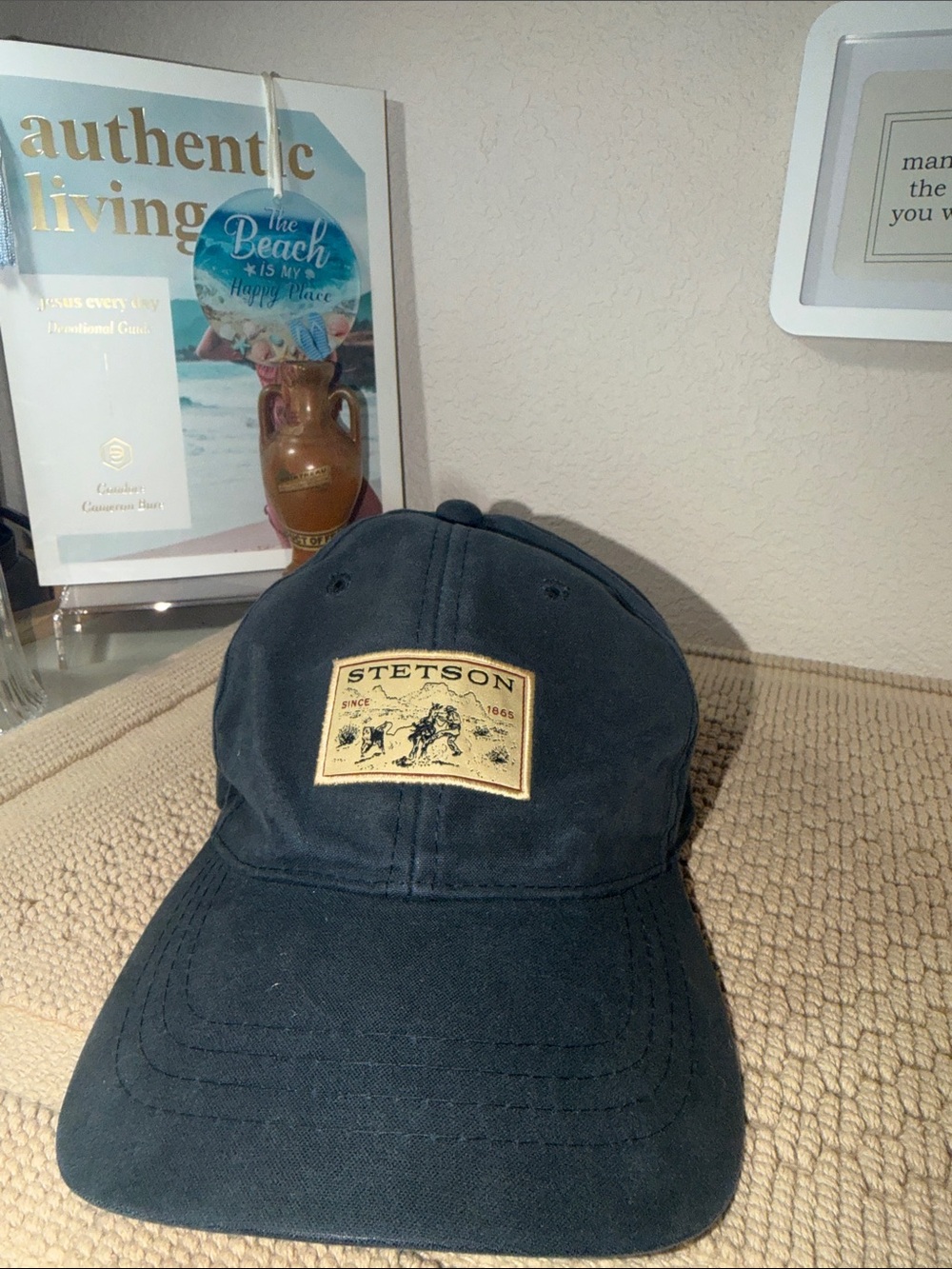 Stetson Men's Navy Cap with Tan Patch